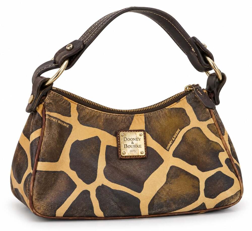 Dooney & Bourke Giraffe Print Leather Shoulder Bag Hobo